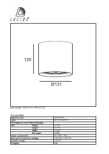 Mode d’emploi Lucide 09910/12/31 Dialo Lampe