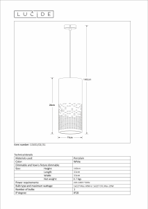 Bruksanvisning Lucide 13451/01/31 Sinan Lampe