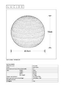 Manual Lucide 13518/01/31 Globi Lampă