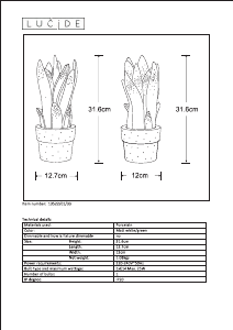 Посібник Lucide 13522/01/33 Sansevieria Лампа