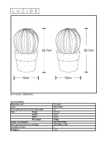 Kullanım kılavuzu Lucide 13524/01/31 Cactus Lamba