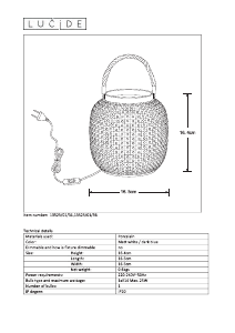 Manual Lucide 13525/01/31 Safiya Candeeiro