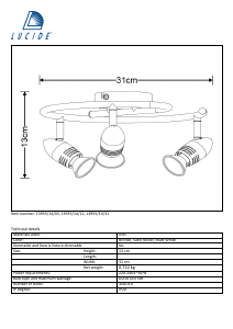 説明書 Lucide 13955/14/12 Caro ランプ