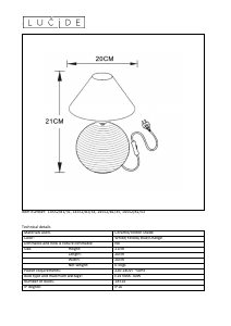 Kasutusjuhend Lucide 14552/81/35 Faro Lamp