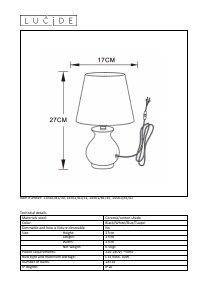 Bruksanvisning Lucide 14561/81/41 Mia Lampe