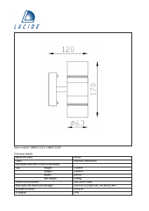 説明書 Lucide 14867/11/12 Arne ランプ