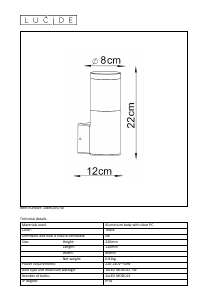 Kullanım kılavuzu Lucide 14891/05/30 Teo led Lamba