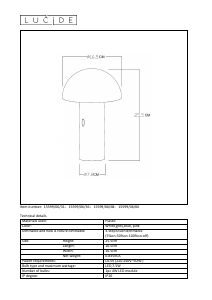 Brugsanvisning Lucide 15599/06/31 Fungo Lampe