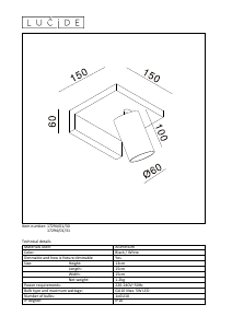 Manual Lucide 17294/01/30 Blyth Lampă