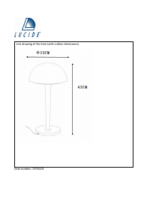 Посібник Lucide 17553/01/12 Touch Лампа