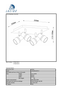 説明書 Lucide 17948/20/11 Sirene ランプ