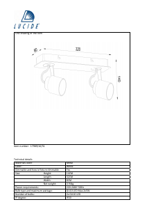 Руководство Lucide 17989/10/31 Dica led Светильник