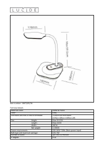 Instrukcja Lucide 18672/05/36 Aiden led Lampa