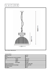 Manual Lucide 20412/52/30 Farringdon Candeeiro