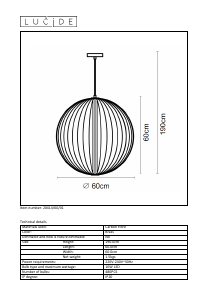 Instrukcja Lucide 20414/60/01 Carbony Lampa