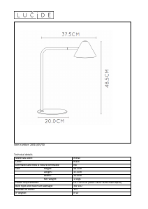 Bruksanvisning Lucide 20515/05/30 Devon Lampa