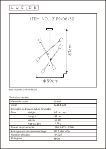 Manual Lucide 21119/06/30 Lester Candeeiro