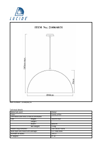 Mode d’emploi Lucide 21406/60/31 Eternal Lampe