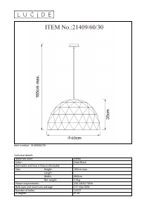 Manual de uso Lucide 21409/60/30 Otona Lámpara