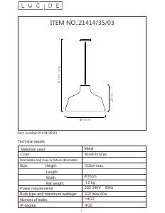 Hướng dẫn sử dụng Lucide 21414/35/03 Neil Đèn