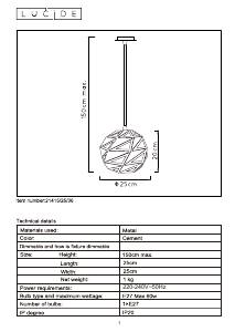 Instrukcja Lucide 21415/25/36 Malunga Lampa