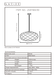 Hướng dẫn sử dụng Lucide 21417/65/30 Wolfram Đèn