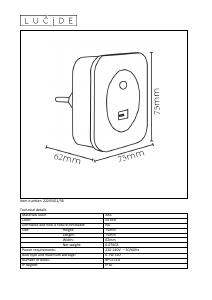 كتيب مصباح 22203/01/36 Led night light Lucide