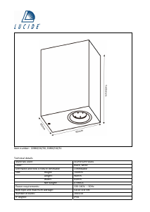 Manual de uso Lucide 22860/10/30 Zora Lámpara