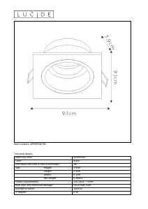 Bruksanvisning Lucide 22959/01/30 Embed Lampa