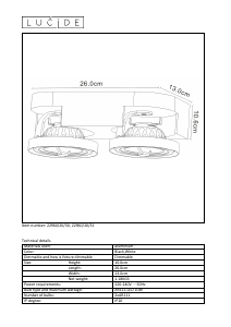 Kasutusjuhend Lucide 22960/20/31 Versum ar111 Lamp