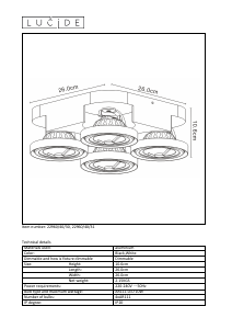 Bruksanvisning Lucide 22960/40/31 Versum ar111 Lampa