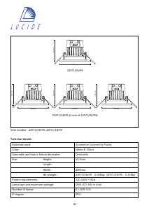 Manual Lucide 22971/18/99 Inky Candeeiro