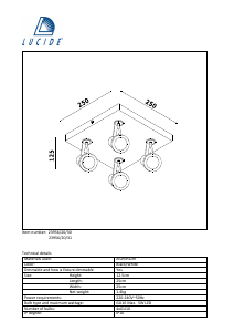 Bruksanvisning Lucide 23956/20/30 Xantra Lampa