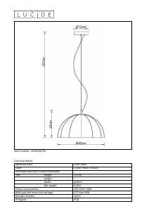 Manual Lucide 25403/40/30 Timius Candeeiro