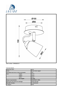 Bruksanvisning Lucide 26956/05/17 Ride Lampa