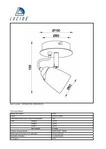 Bruksanvisning Lucide 26956/05/31 Ride Lampa