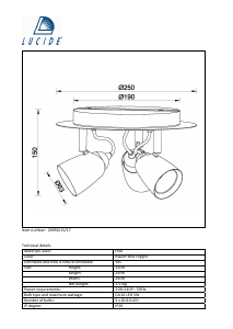 Руководство Lucide 26956/15/17 Ride Светильник