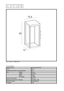 Mode d’emploi Lucide 27891/02/30 Tenso solar Lampe