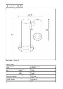 Kasutusjuhend Lucide 27893/05/29 Tatum Lamp