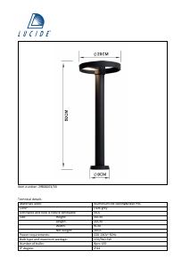 Kasutusjuhend Lucide 29808/03/30 Zefra Lamp