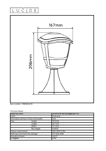 Mode d’emploi Lucide 29818/01/30 Istro Lampe