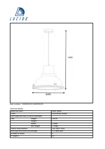 Посібник Lucide 31405/01/31 Factory Лампа