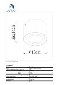 Manuale Lucide 33160/05/30 Radus Lampada