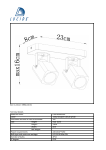 Руководство Lucide 33961/10/31 Roax Светильник