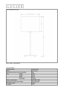 Mode d’emploi Lucide 40512/81/36 Encre Lampe