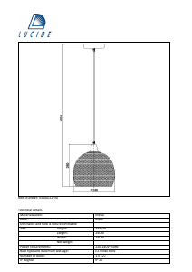 Руководство Lucide 43404/22/30 Mesh Светильник