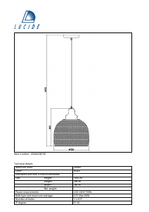 Руководство Lucide 43404/28/30 Mesh Светильник