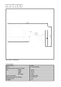 Brugsanvisning Lucide 45252/01/97 Honore Lampe