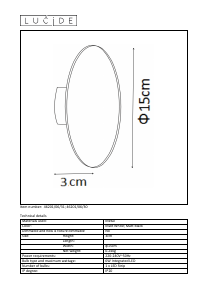 Hướng dẫn sử dụng Lucide 46201/06/30 Eklyps led Đèn