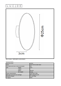 Bruksanvisning Lucide 46201/08/30 Eklyps led Lampa